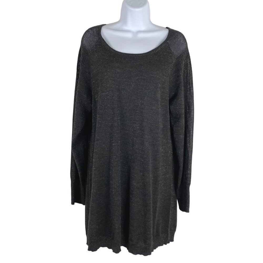 Eileen Fisher Tunic Sweater Top‎ Medium Merino Wool Blend Metallic DR-997